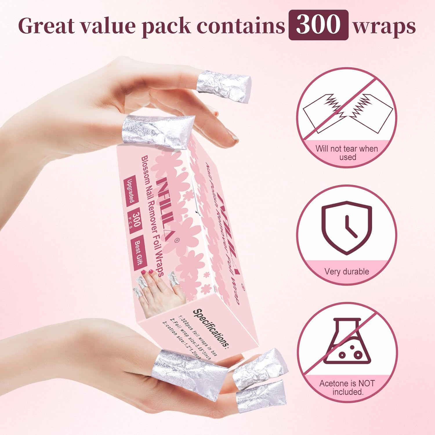 300 Envueltores de Papel Aluminio Removedor de Esmalte Gel en Casa