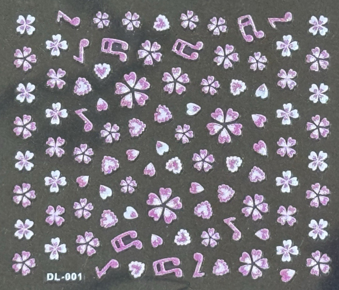 3D Nail Art Mini Flower, Heart, Bows Adhesive Stickers Floral Decals Transfers