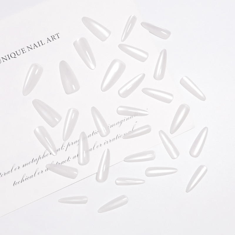 60Pcs Silver White Chrome Press on Nails, Long Stiletto Mirror Glossy Fake Nails