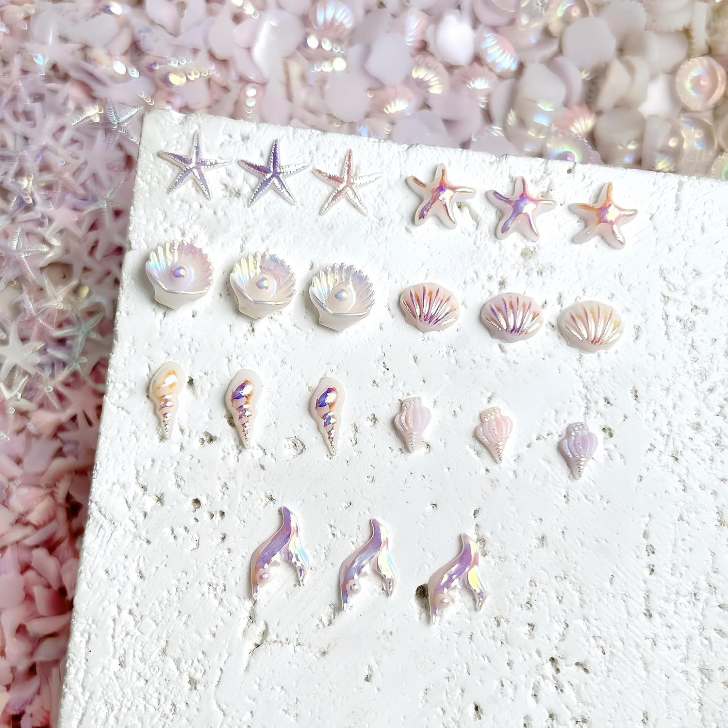 200PCS 3D Summer Ocean Rhinestones Nail Charms Mixed Ocean Nail Rhinestones Auro