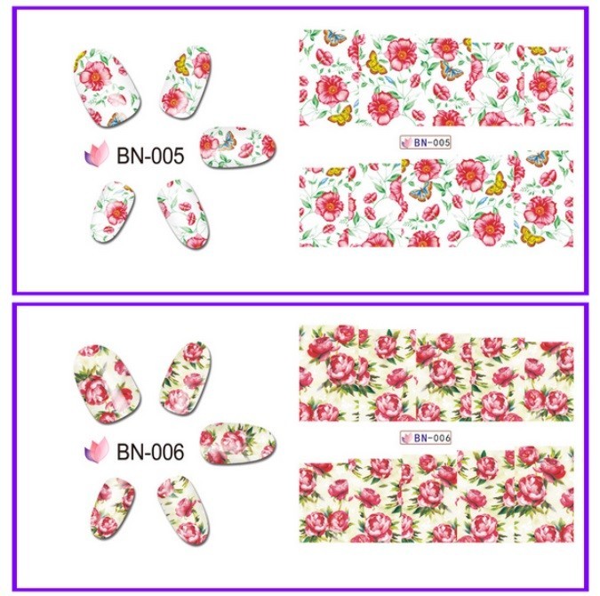 Floral Nail Art Water Decals: Spring Summer Flower Nail Wraps(Group 2)