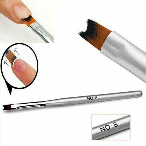 French Nail Tips UV Gel Nail Painting Drawing Half Moon Shape Nail Art Brush #8