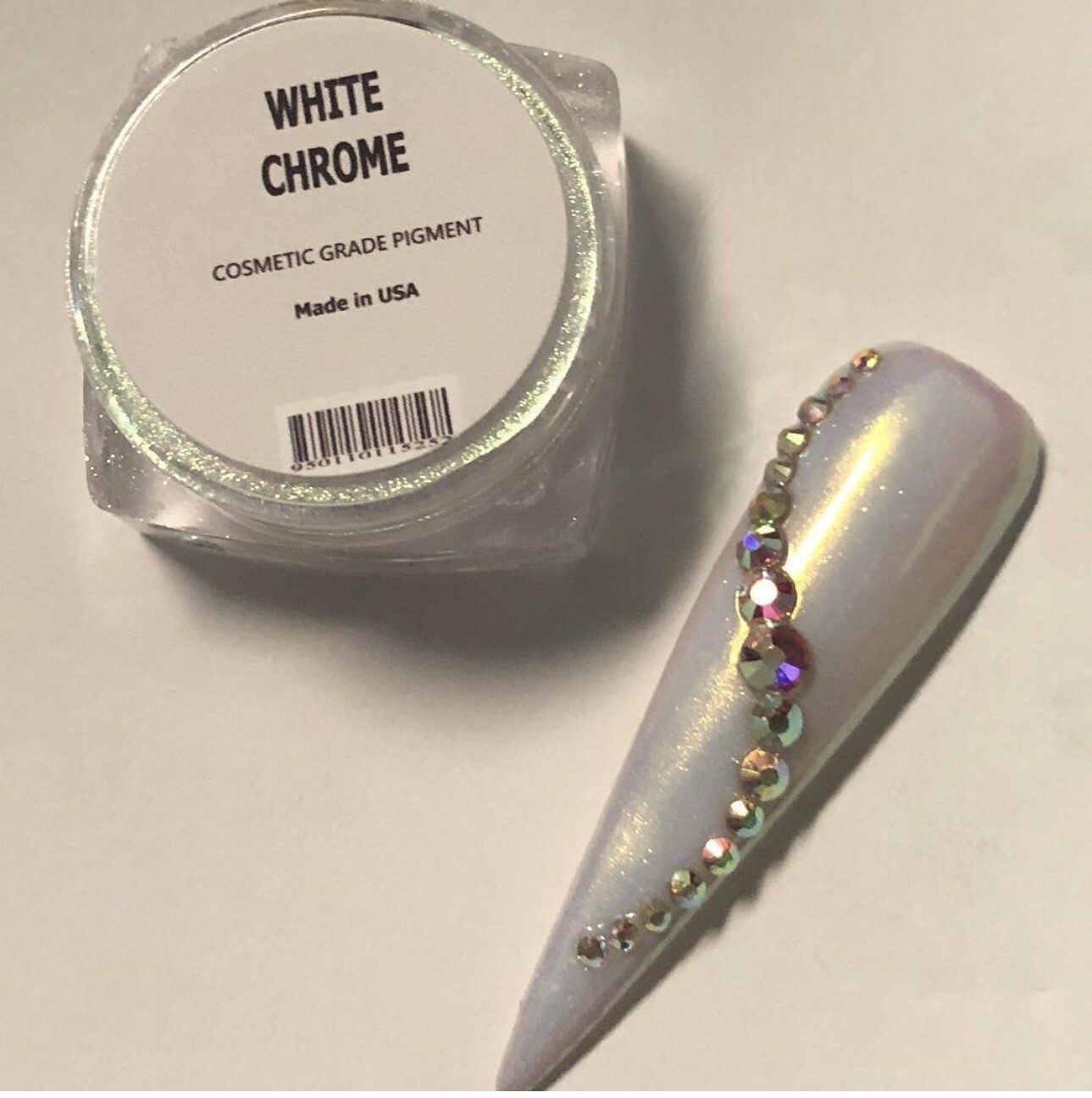 WHITE CHROME POWDER Matte Pigment Pearl Nails Glazed Donut Crystal Shiny Dust