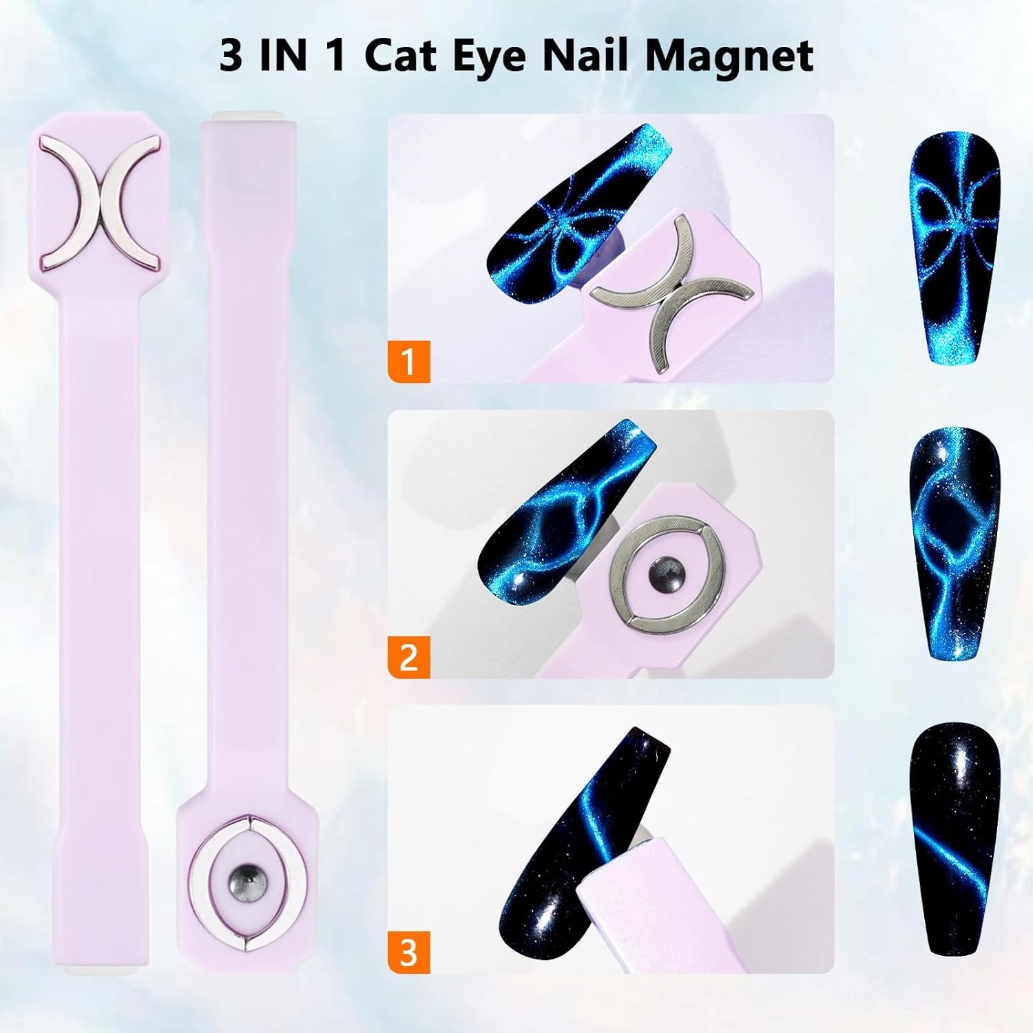 53Pcs Nail Magnet Tool Set Cat Eye Gel Nail Polish Magnet Wand Magnetic Nail Pol
