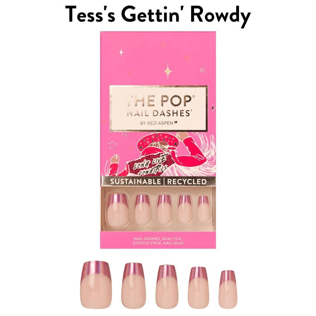 Red Aspen Press On Nails-Tess’s Getting Rowdy-Medium Coffin- French Holo