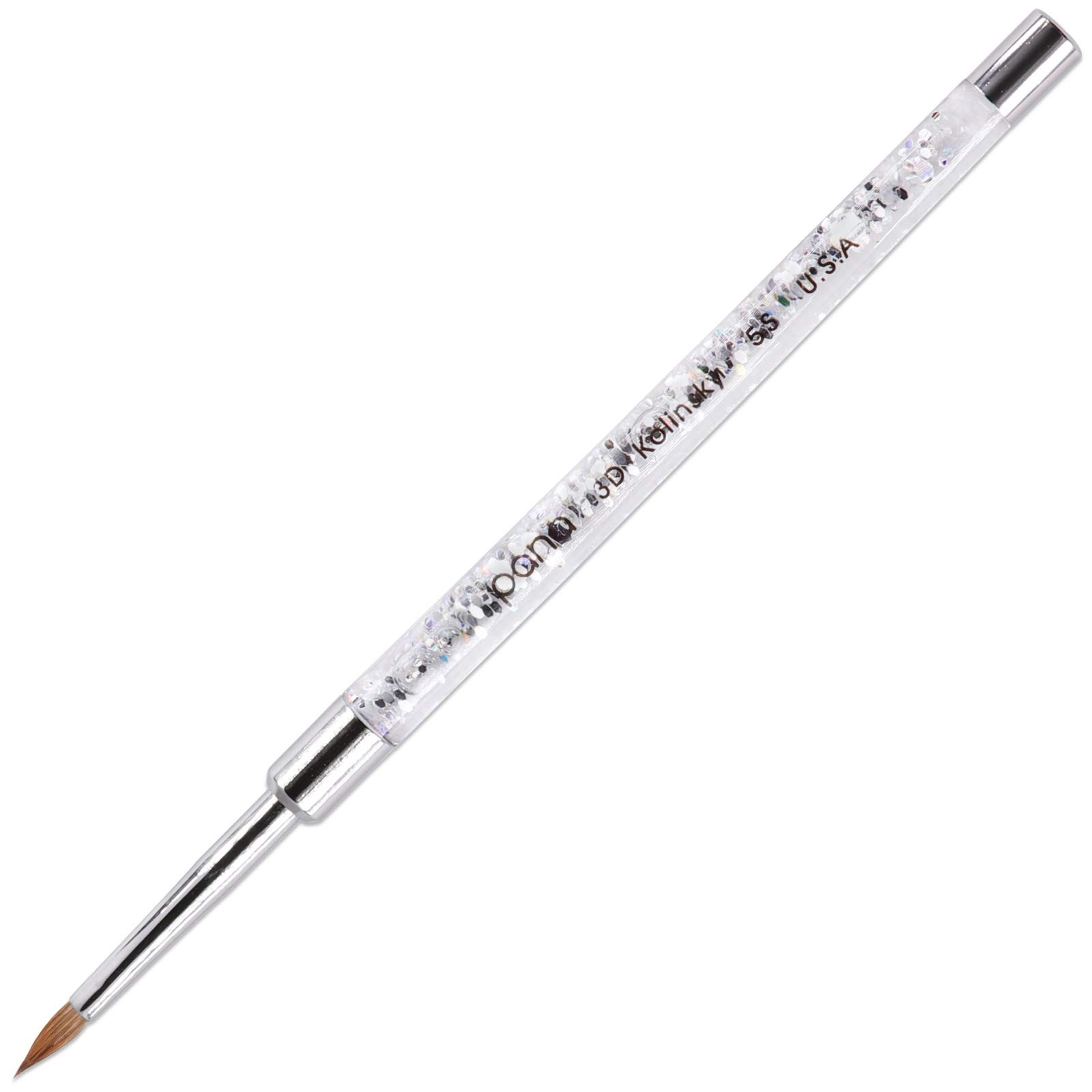 Glitter Silver 3D Nail Art Brush Size 5 Kolinsky Bristles for Detailing
