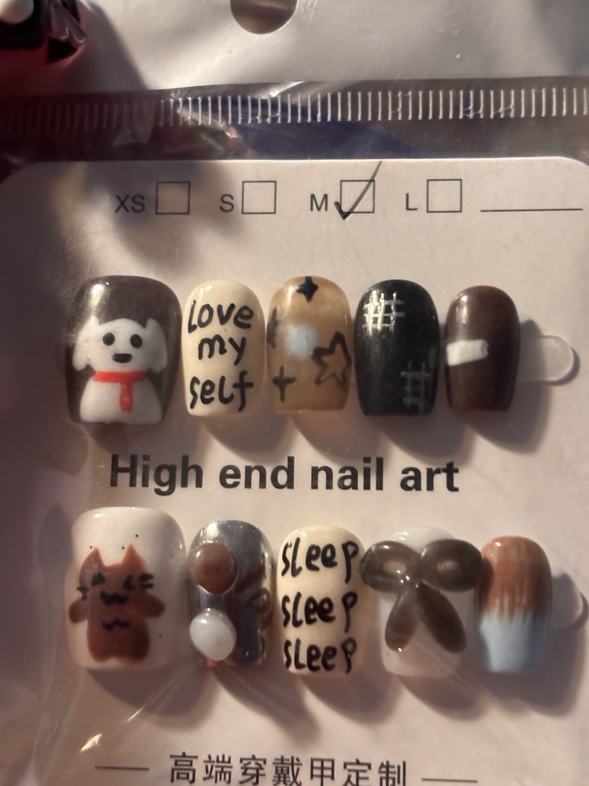 8 Multicolor 3D Cartoon Hello kitty Full Cover Pre-Designed Nail Art Set-medium