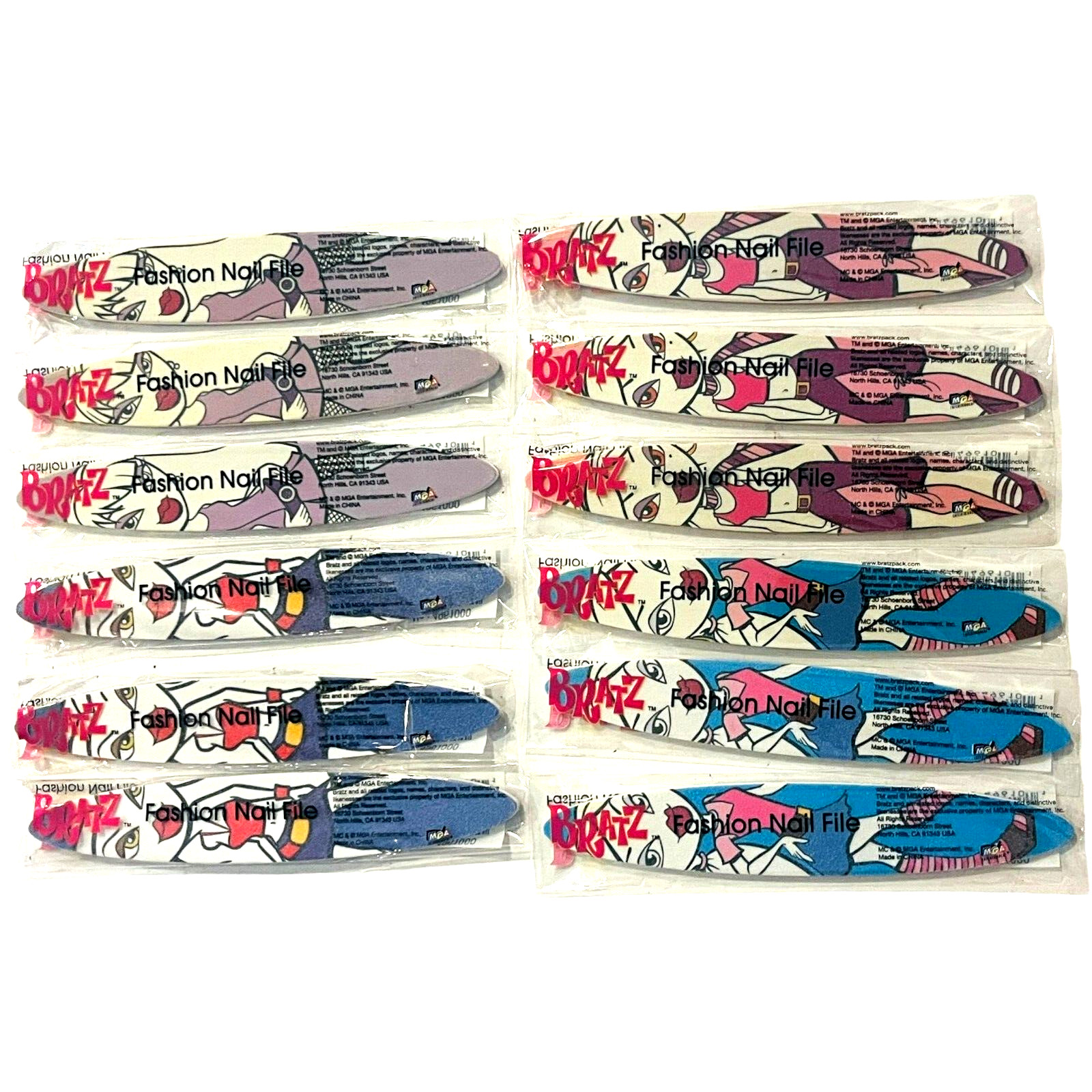 Bratz Dolls Print Nail Care Emery Wands Cloe, Jade, Sasha,Yasmine – LOT of 12