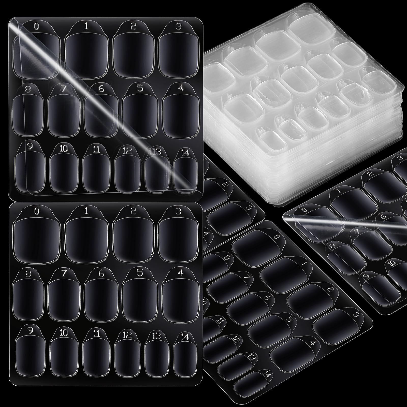 Teenitor 600pcs Press on Nail Adhesive Tabs, 15 Sizes of Clear/Yellow