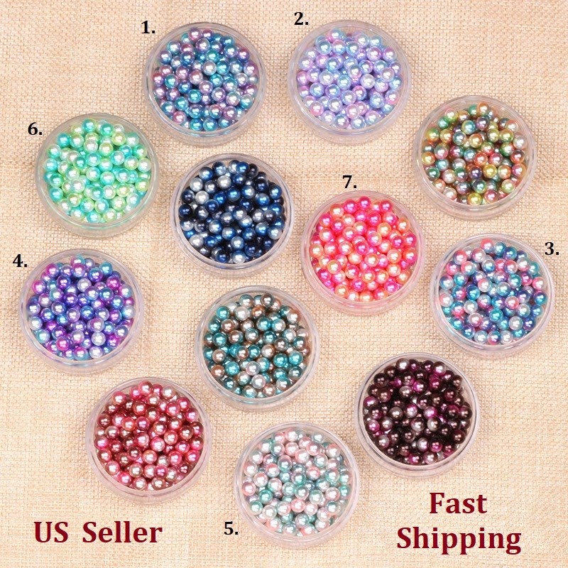 50pcs New 3D 2.5/3/4mm Gradient Colorful Mermaid Pearl Bead Ball Nail Art Decor