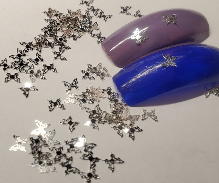 20pc Tiny metal butterfly nail charms, small crafts, bendable to shape