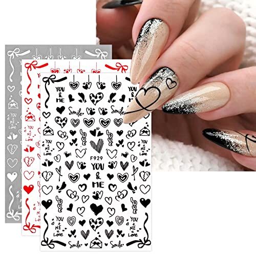 12 Sheets Valentines Day Nail Art Stickers Decals Self-Adhesive Pegatinas