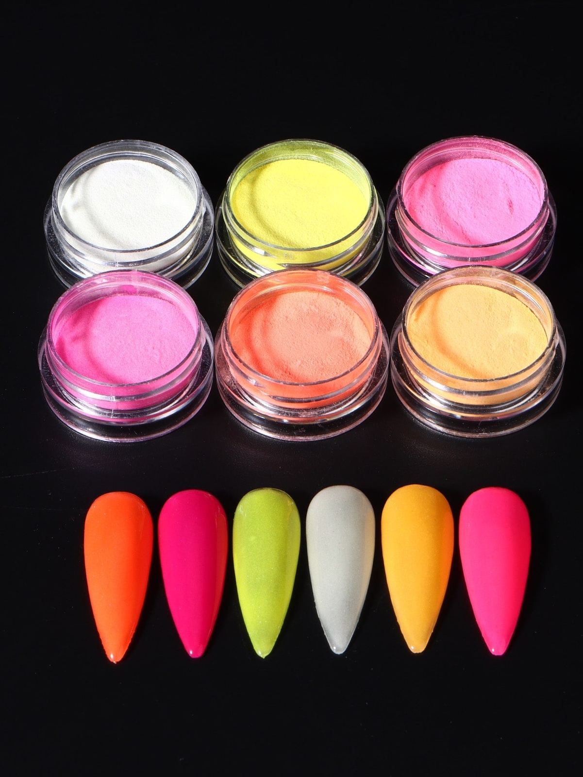 6 Bottles Glow In The Dark Nail Powder Fluorescence Nail Art Pigment Dust