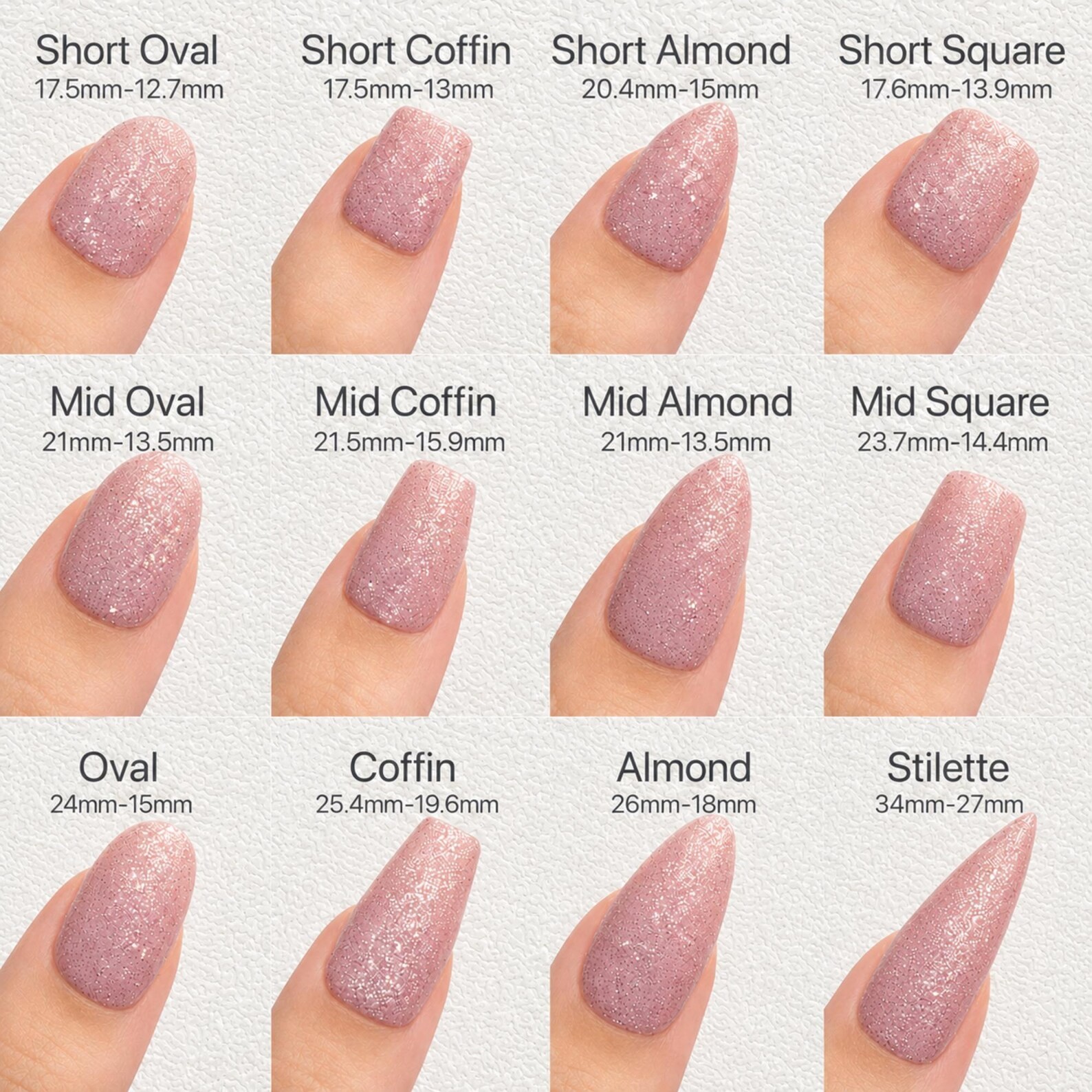 Handmade Milky White Silver Foil Glitter Pearl Medium Almond Press on Nails