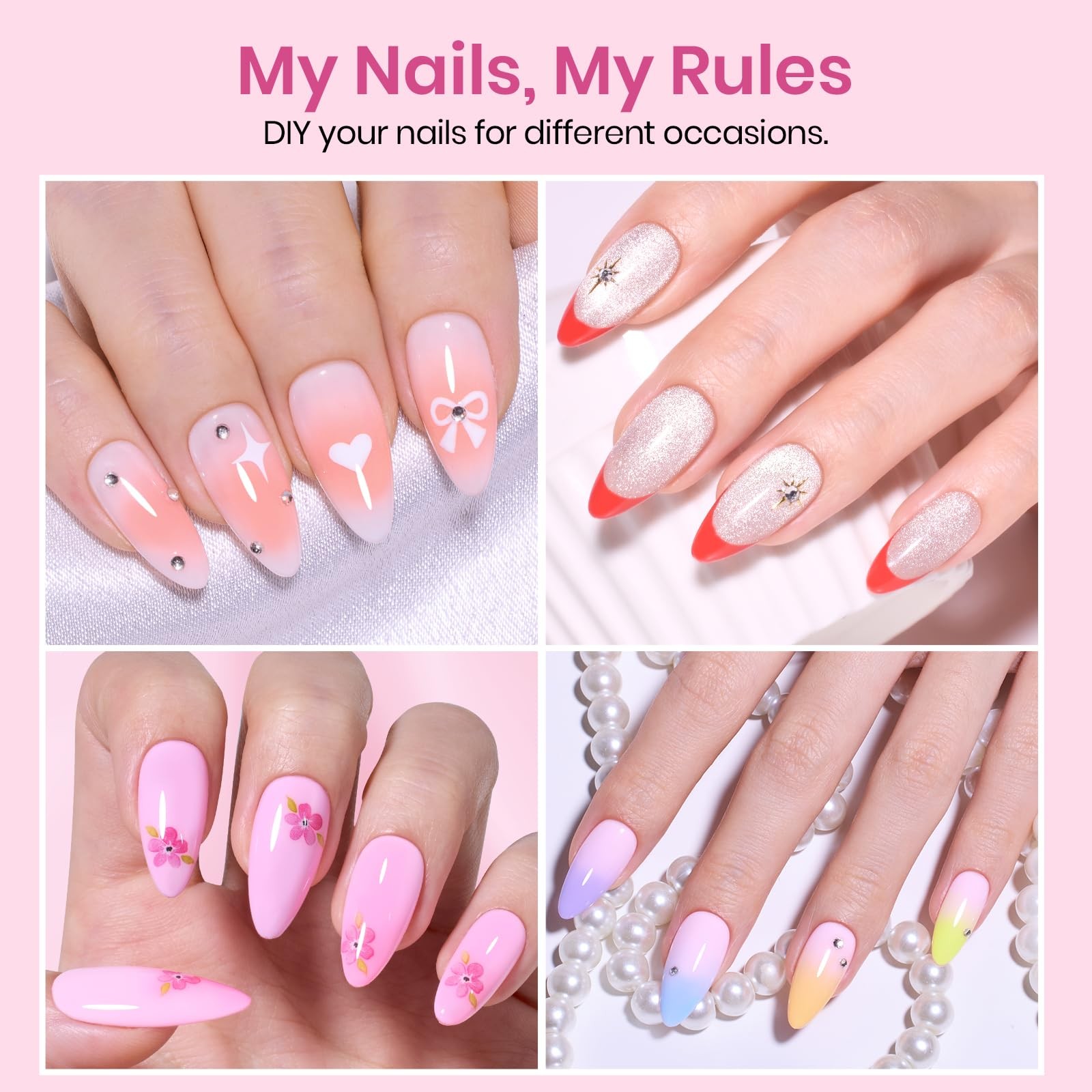 Beetles Medium Almond Nail Tips 1 Count(Pack of 1), 576pcs