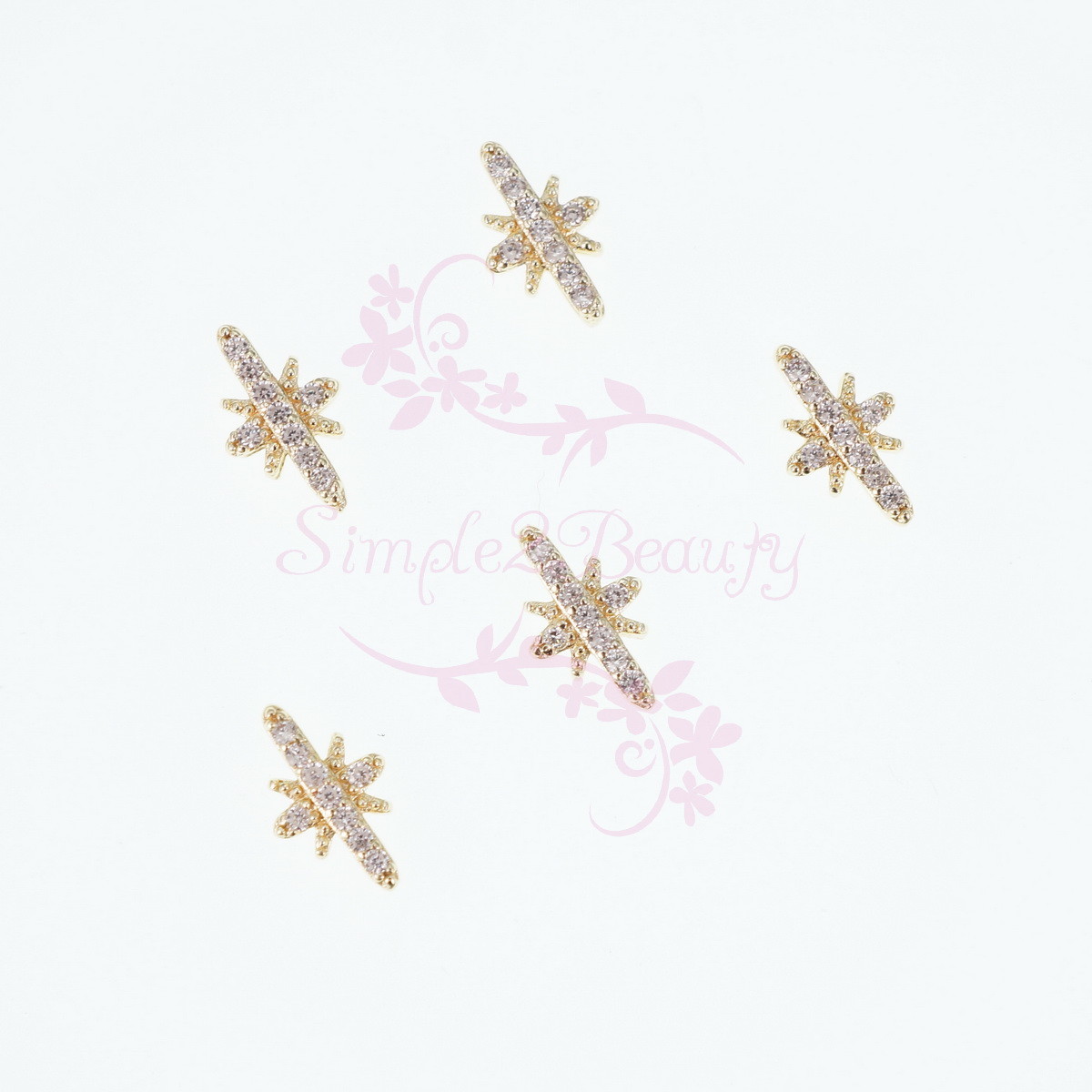 5 Micro Pave Zircon Crystal Star Light Metal Charms Japanese Style Nail Art DIY