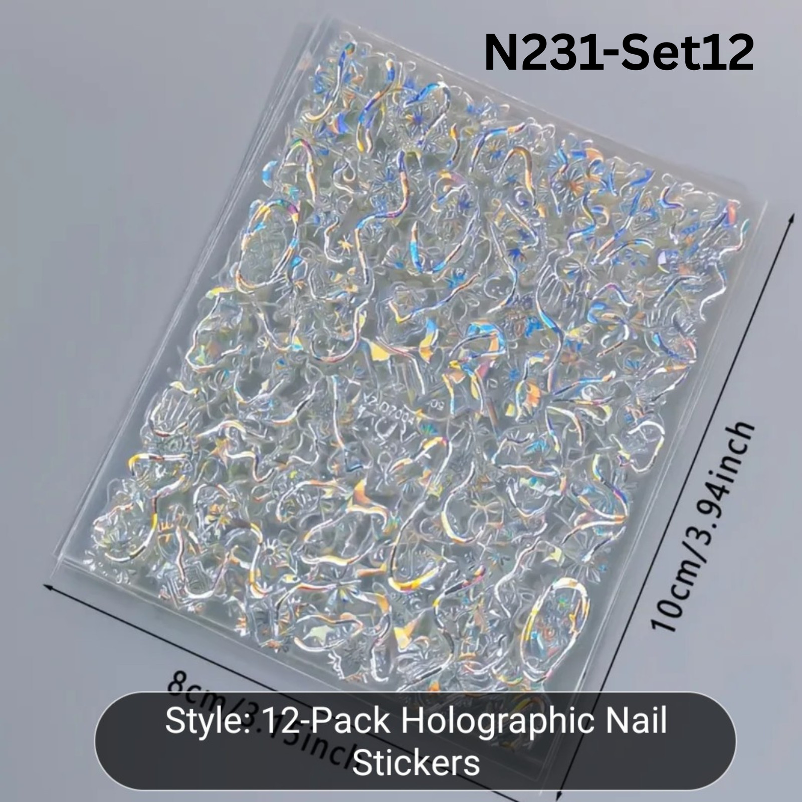 12PCS Nail Art Stickers Set – Choose Gold Silver Black White – Self Adhesive 3D