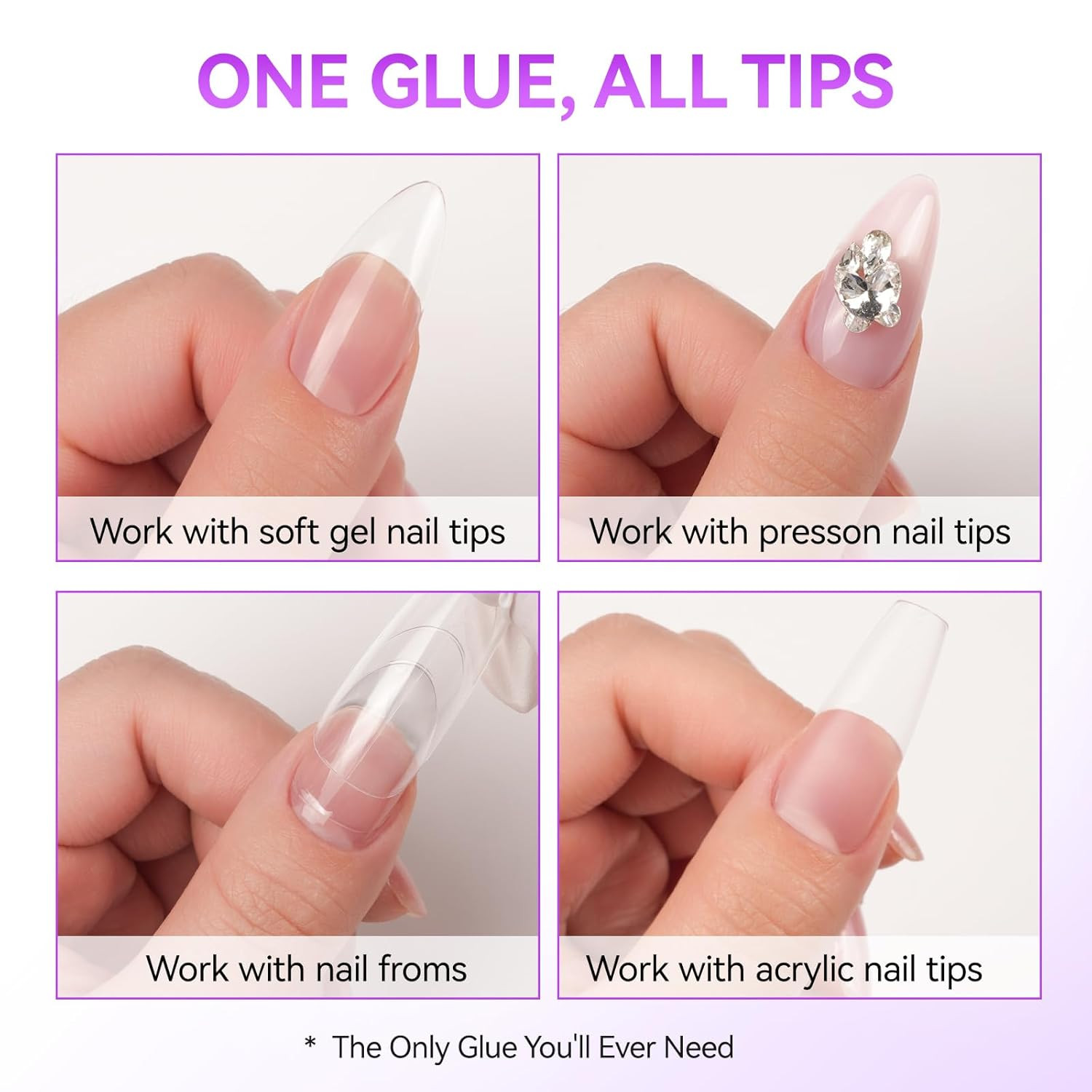 6 in 1 Nail Glue Gel: 2 Pcs Gel Nail Polish for Press on Nails – Nail Glue St…