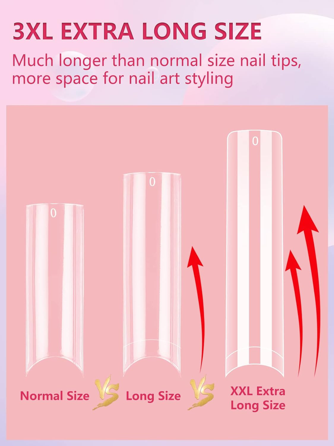 504PCS No C Curve Clear Nail Tips for Acrylic Nails Professional, 3XL