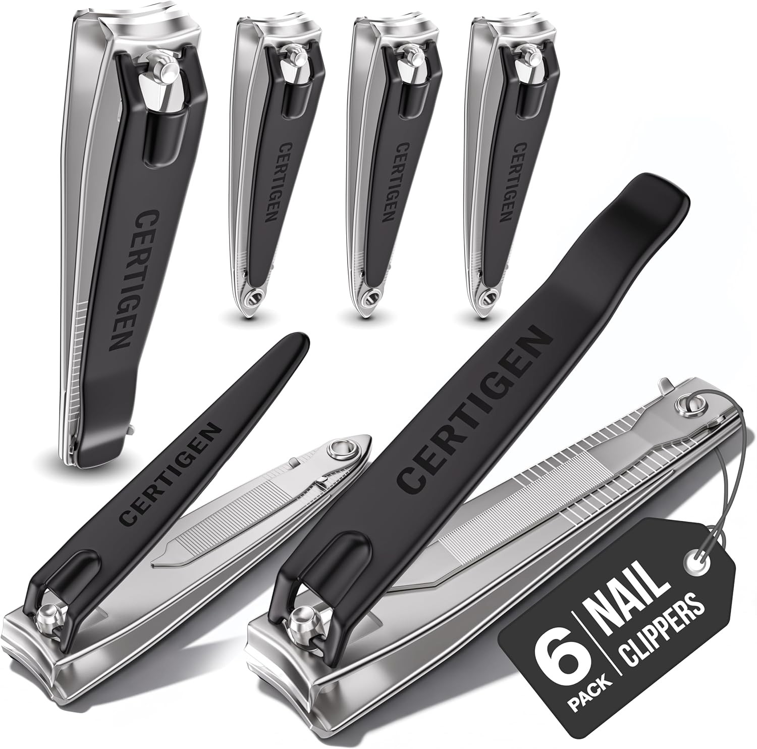 Nail Clippers Set 6 -Pack – Includes Toenail Clippers, Fingernail Clipper, and