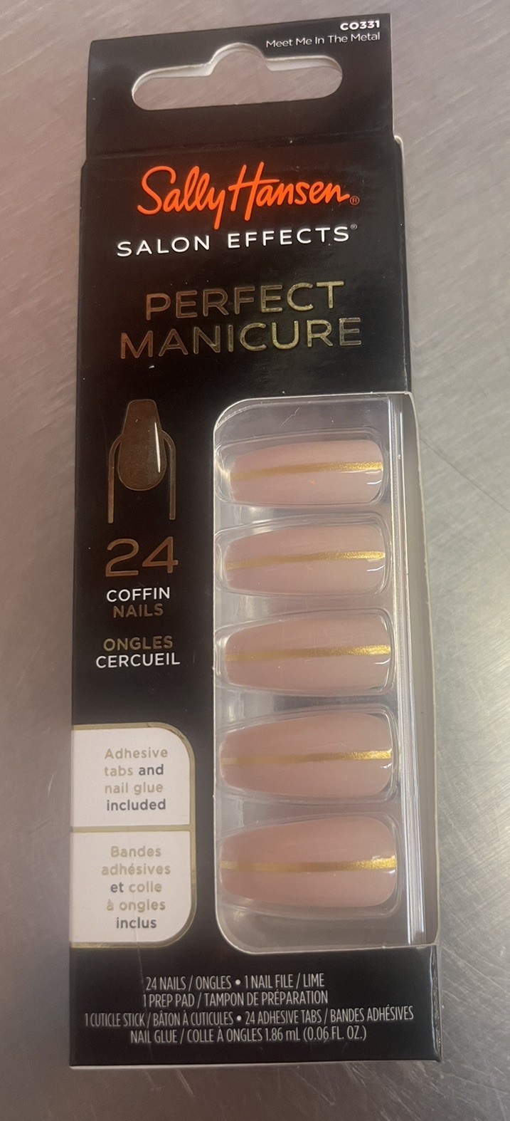 Sally Hansen Perfect Manicure, Meet Me in The Metal, Coffin Nails, 24 ct