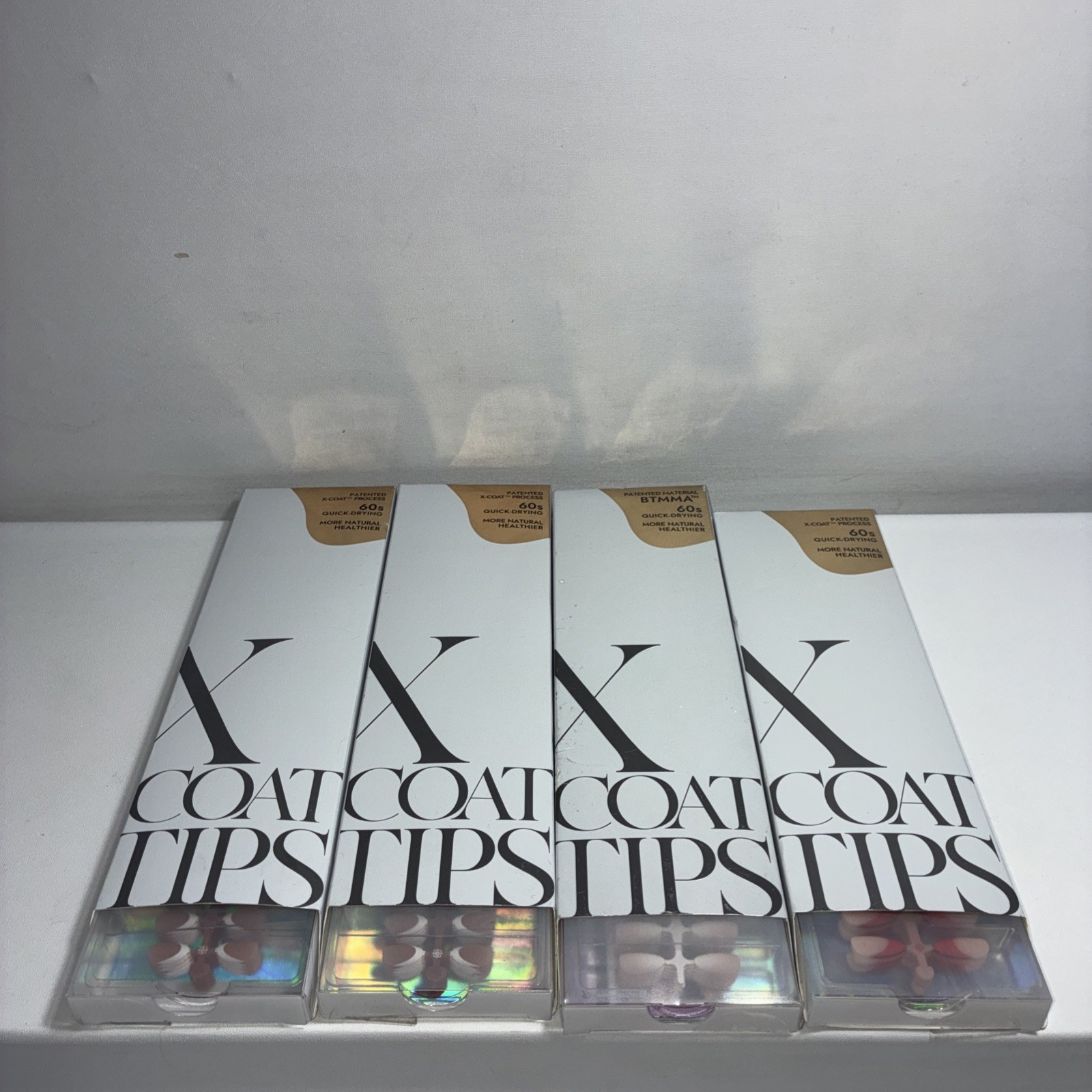 4 New BTARTBOX Almond X Coat Tips Press On Nails, Various Colors