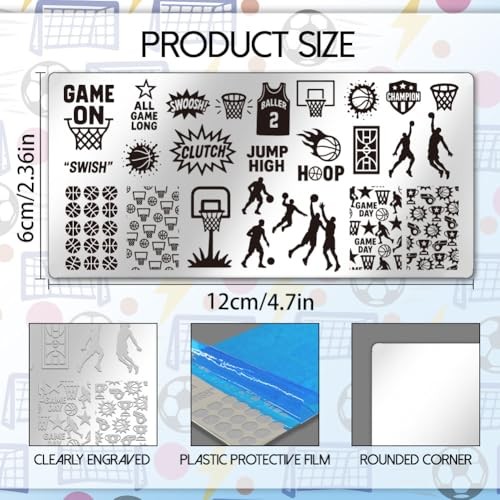 4Pcs Nail Stamp Plates Set Stamping Plate Floral Leaf Plant Theme Stamp Sport