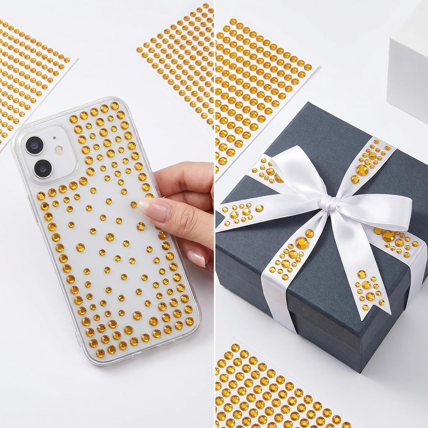 1792PCS Self Adhesive Gold Rhinestones 3-6Mm Makeup Face Nail Body Art Gems | Pr