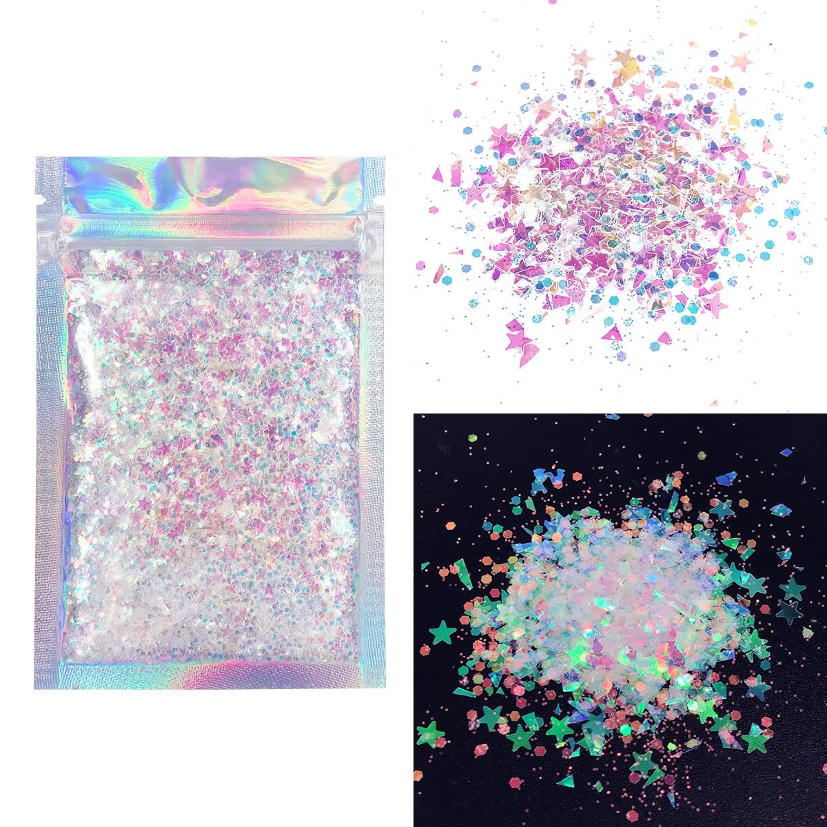 Iridescent Body Glitter – 15g Chunky Holographic Face, Hair, and Eye Glitter …