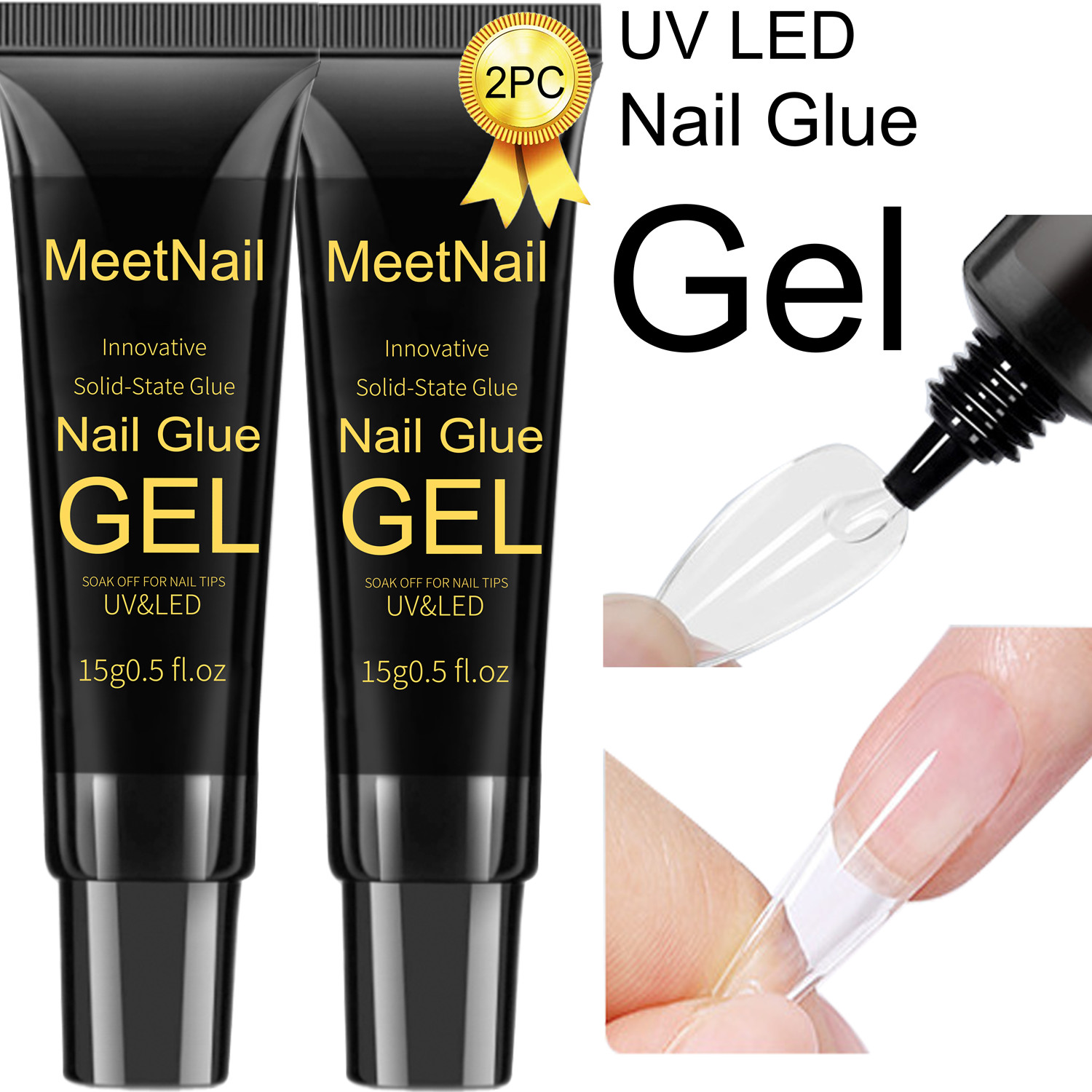 Gel Nail Glue, Solid Nails Glue Gel 2PCS 20g Lamp Curing Needed Soak Off GLUE St