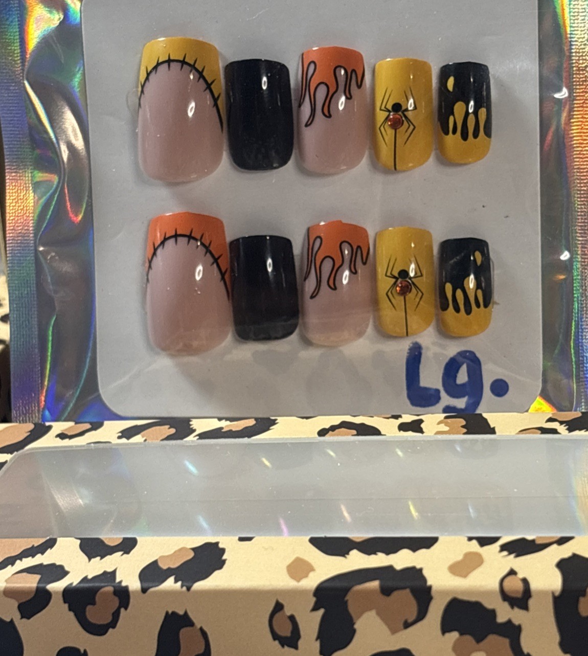 Customized Press On Nails Square-shaped Halloween Press ons Size Large