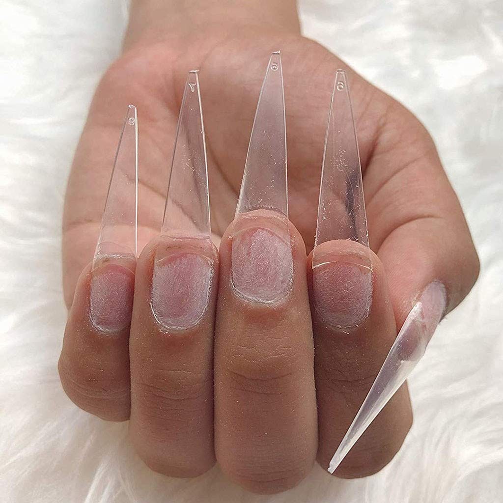 500pcs Acrylic Medium Long Stiletto Nail Tips Easy Coffin Nails Sharp False N…