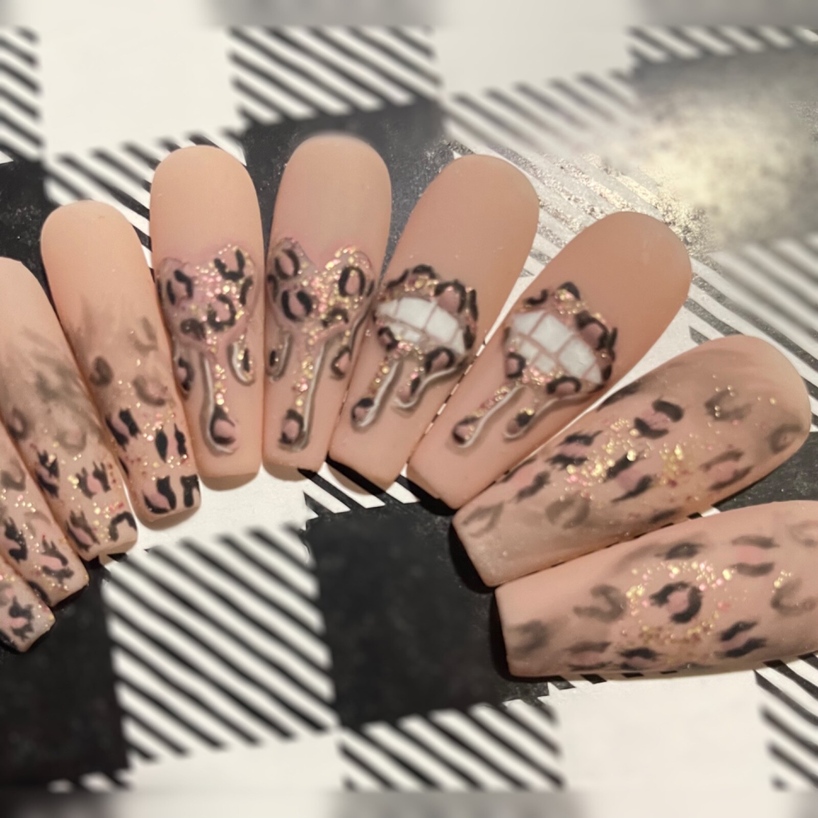 custom press on nails 3 sets of 20 Valentine’s Day deal lips heart cheetah