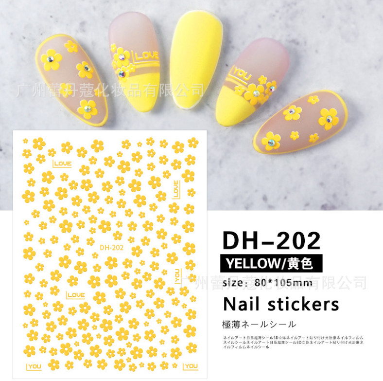 3D Nail Stickers Art DIY Designs Waterproof Decal Manicure Daisy Flowers NS17