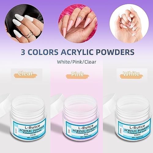 Acrylic Nail Kit for Beginners with Everything Professional, 12 Glitter Powder N