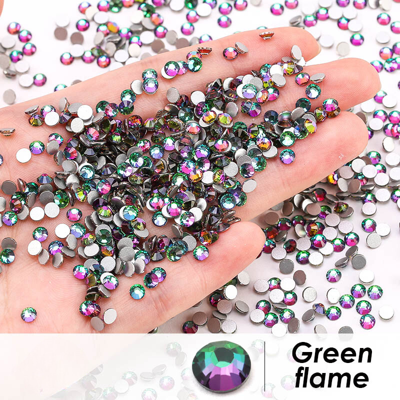 1440 Flame Glass Crystal Nail Art Rhinestones Flat Back Gems 3D Nail Tips Decor