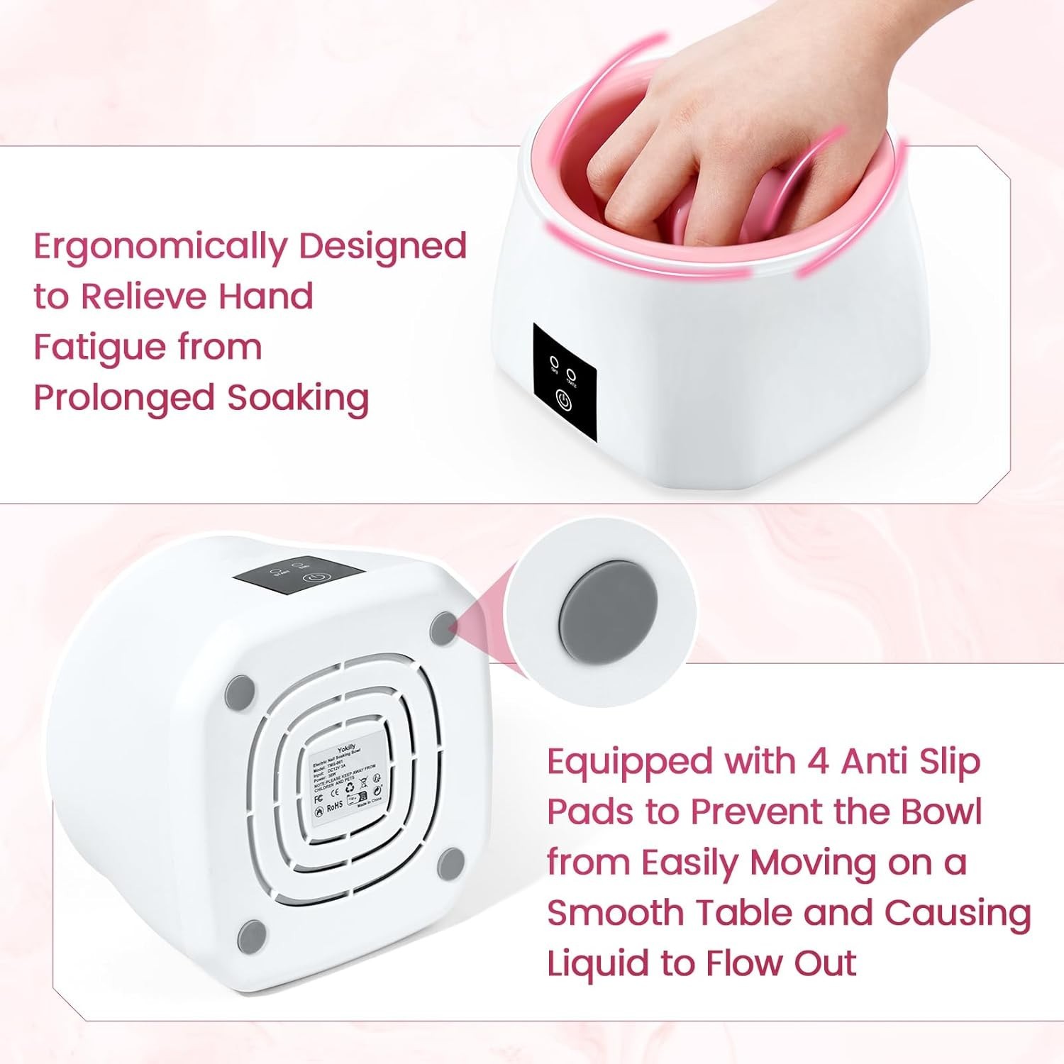 Electric Nail Soaking Bowl for Fast Removal – White