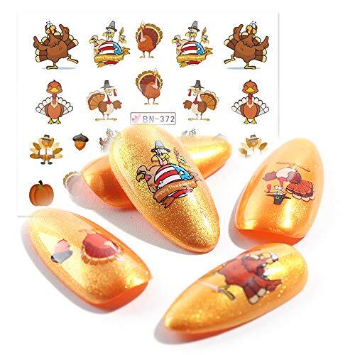 Fall Nail Stickersutumn Maple Leaf Nailrt Decals Thanksgiving Day Water Decal A