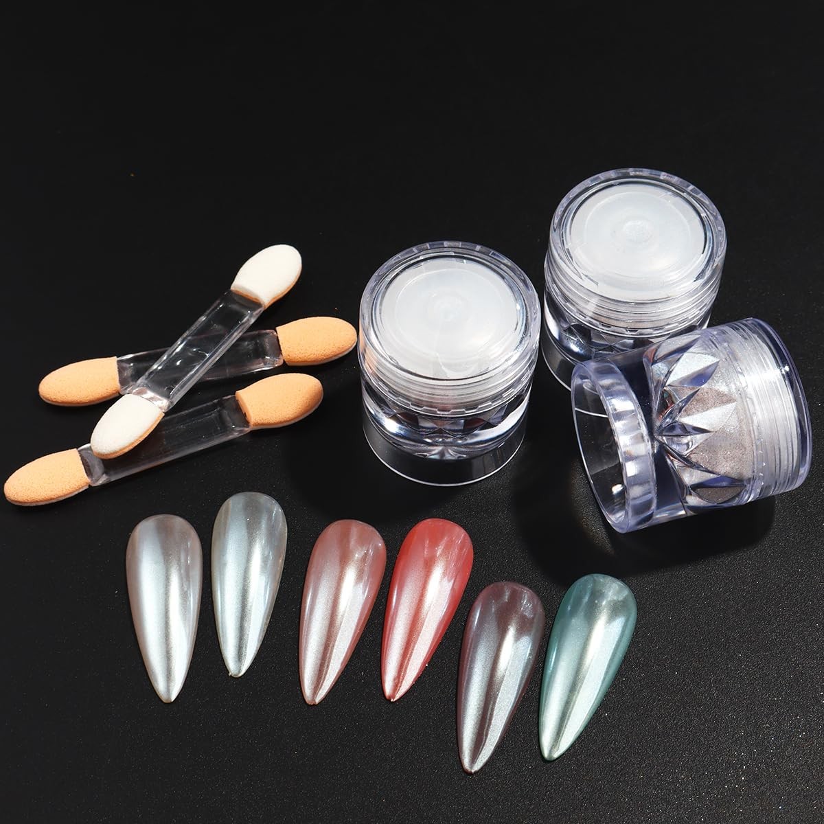 3Pcs Moonlight White Pearl Chrome Nail Powder Super Glossy Clear Mirror Effect