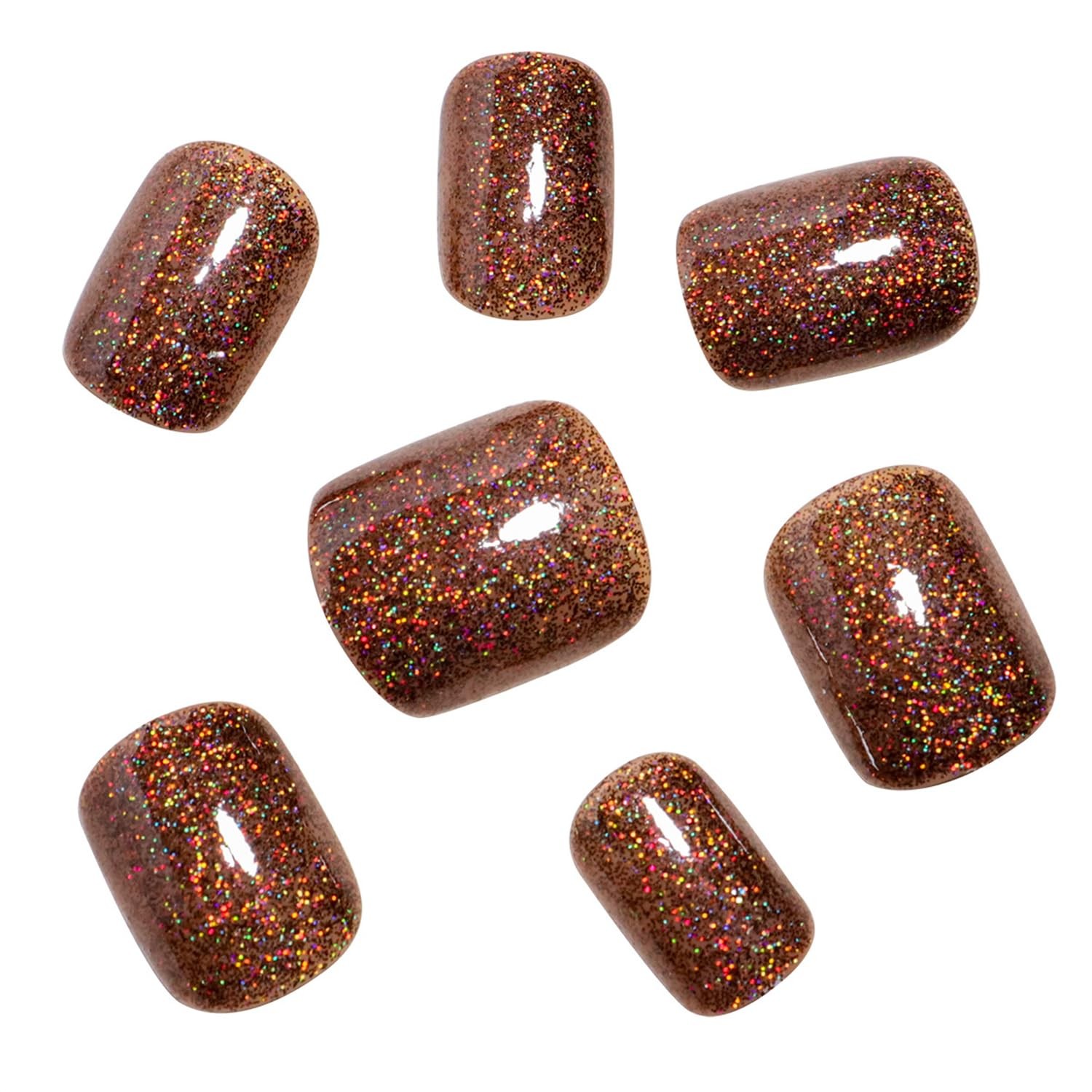 Tyuimhx Brown Press on Nails Square Short 0.04 Fl Oz (Pack of 24), Multicolor
