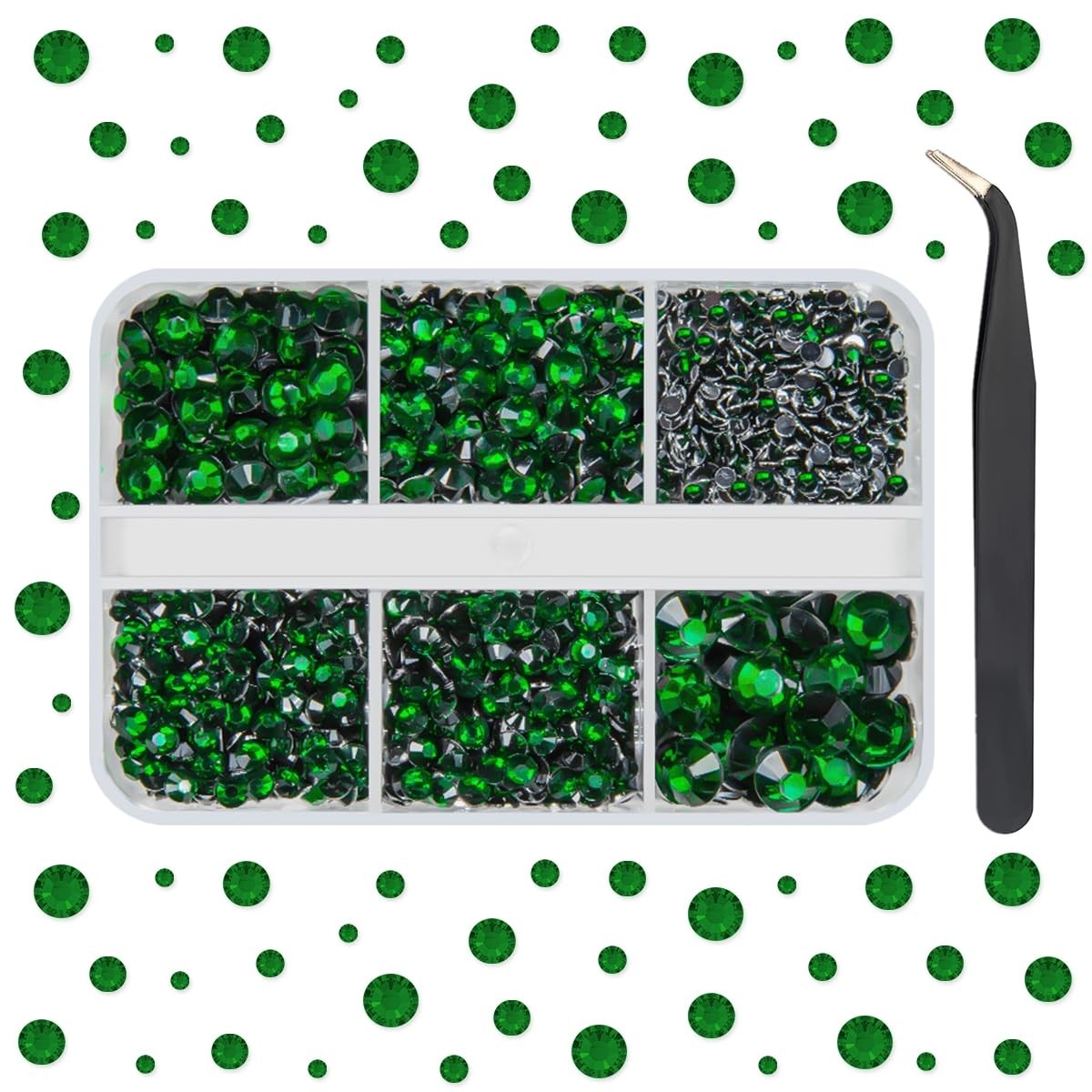 qiipii Emerald Green Resin Crystal Rhinestones for Crafting 2mm-6mm Flatback