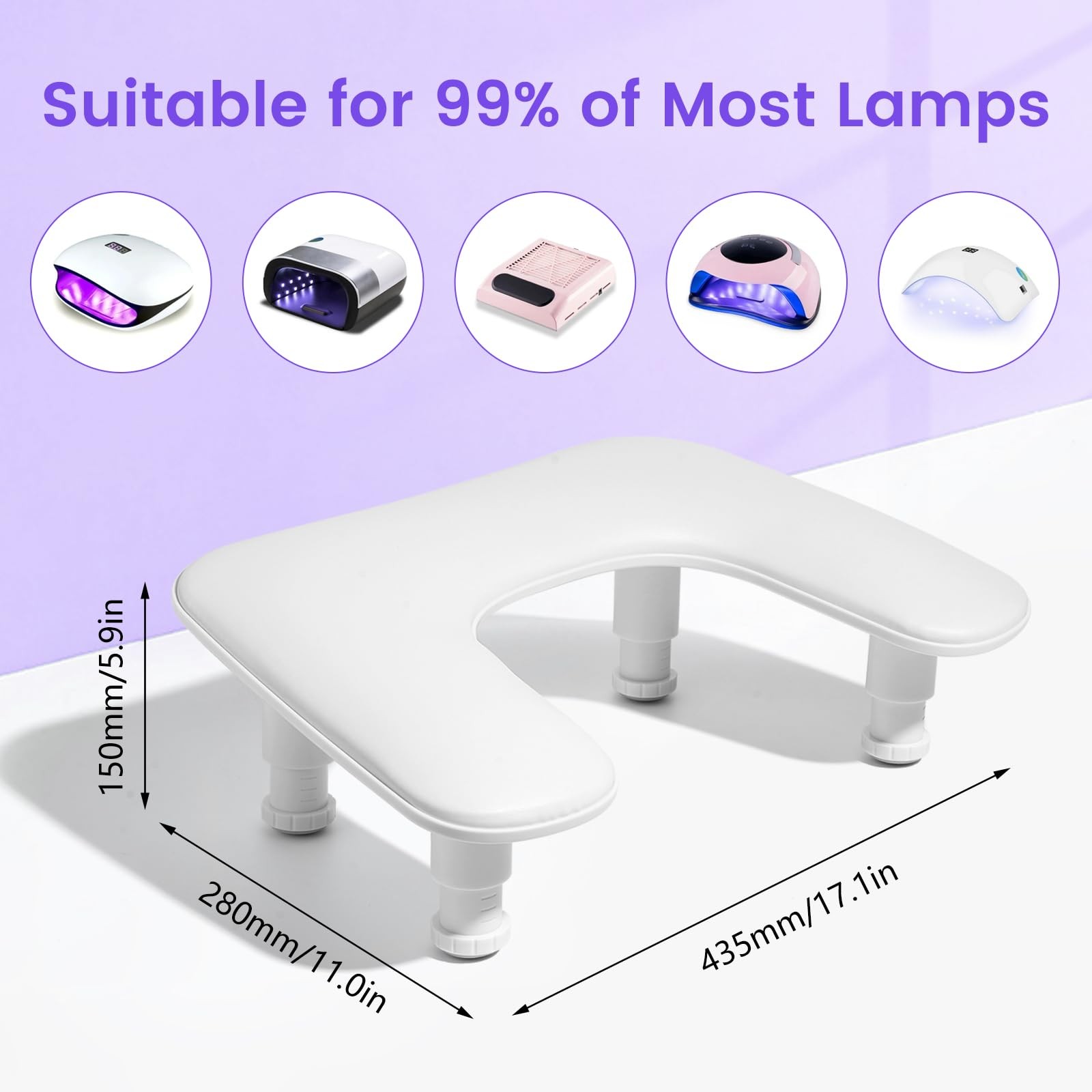 Arm Rest 2nd Generation U-Shaped Height Adjustable Microfiber PU Leather White