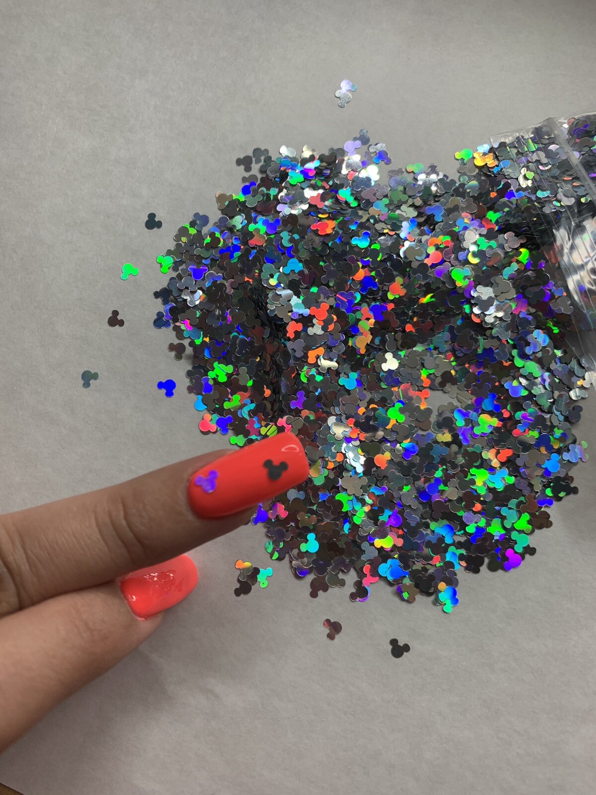 Holographic Silver Mickey Mouse Glitter  | 1 TSP | Gel Nail Art & Acrylic 