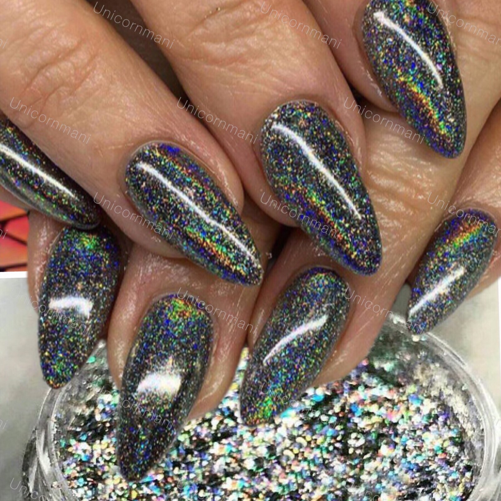 GALAXY HOLO FLAKES Chrome Flecks Unicorn Powder Holographic Nails Sequins