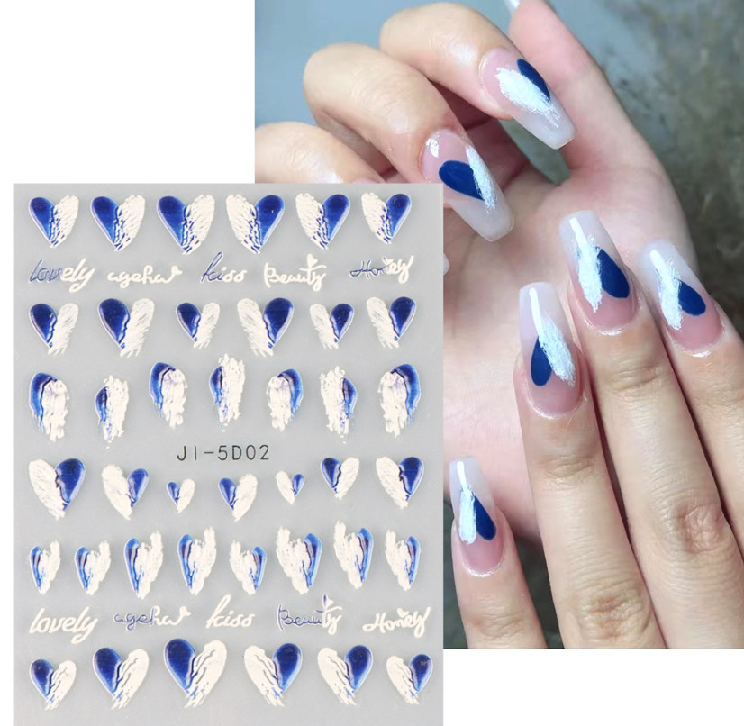 5D Nail Art Stickers Tulip Camellia Flowers Daisy Heart Decals Self-Adhesive DIY