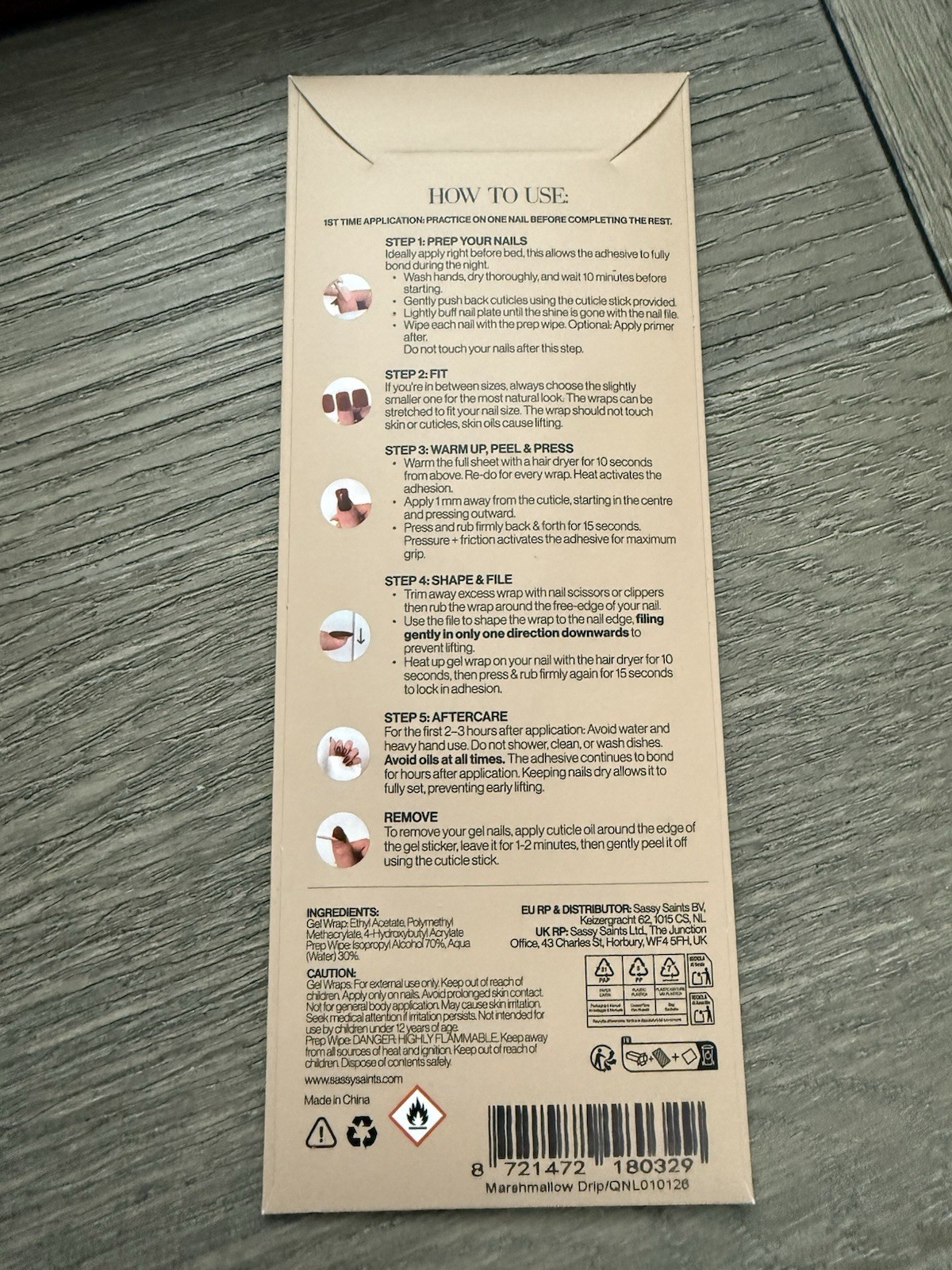 Sassy Saints UV Free Gel Nail Wraps- NEW Marshmallow Drip