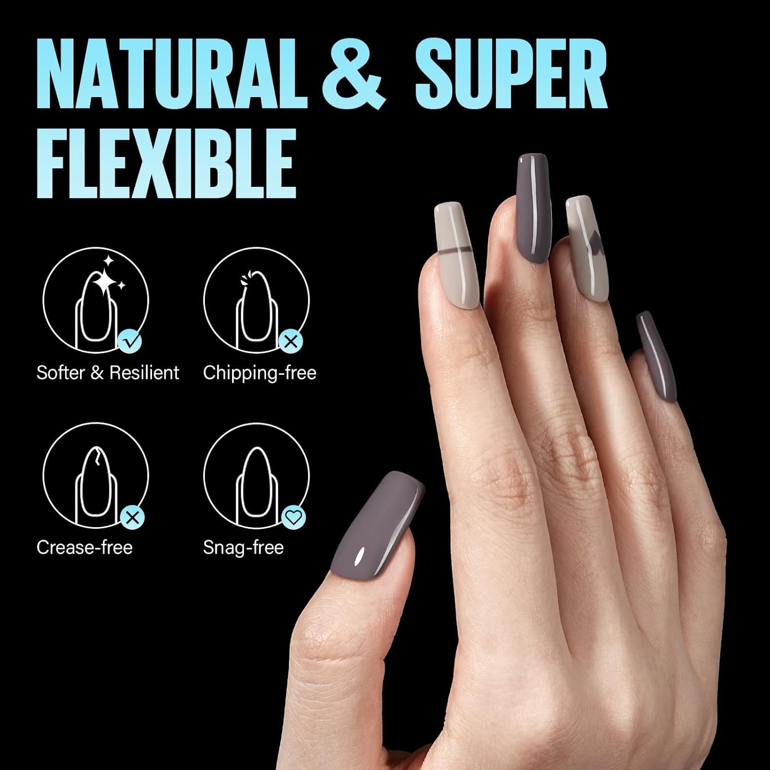 Acrylic Nail Tips 240 Medium Square Half Matte Clear Soft Pre-Shaped DIY Salon