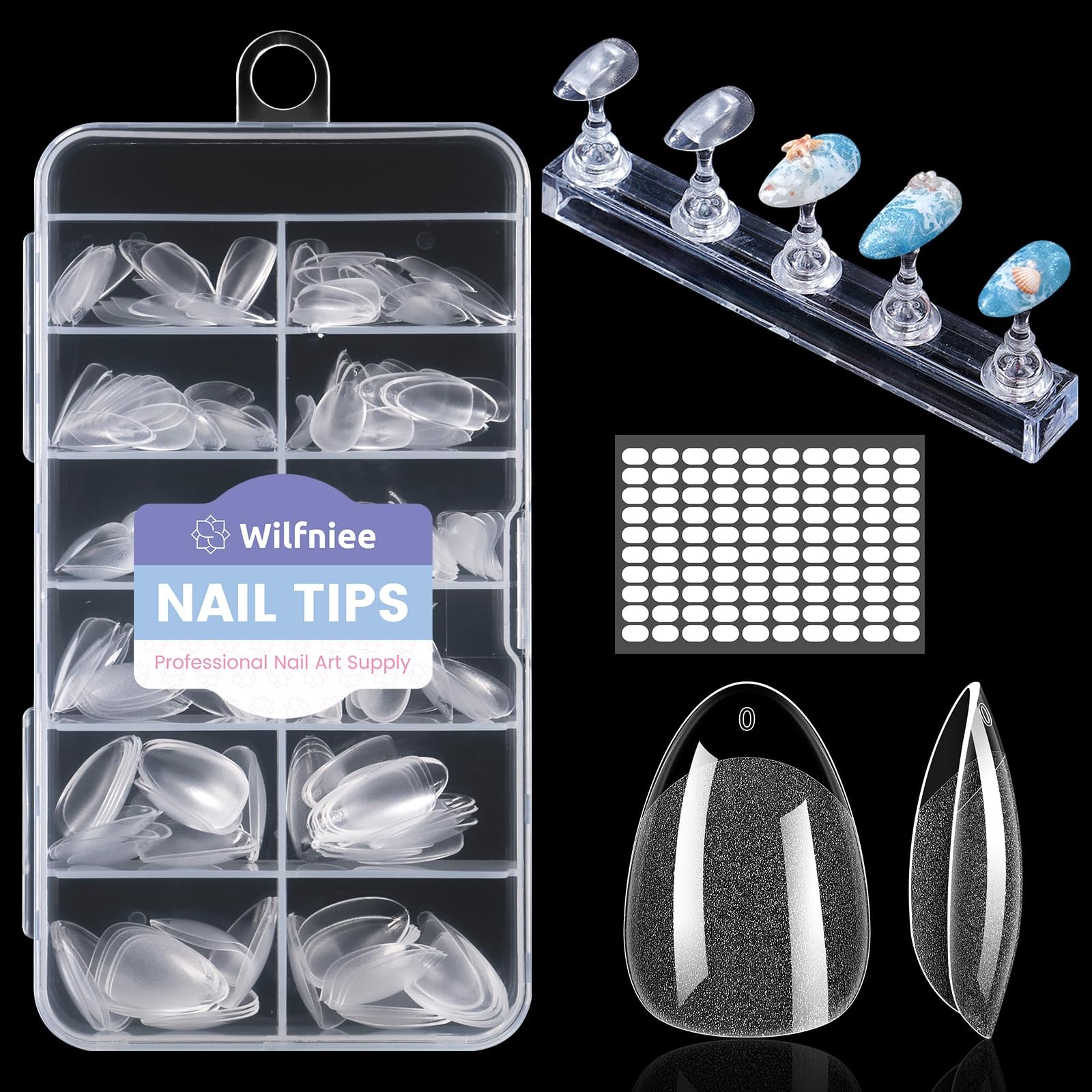 Extra Short Almond Nail Tips: 240Pcs Small Shape Soft Gel XS, Clear