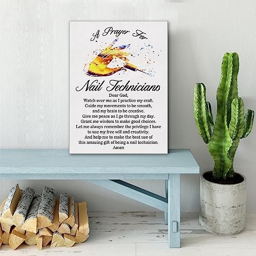 Nail Technician Prayer Canvas Wall Art – Manicurist Gift, Ready to Hang 12×15