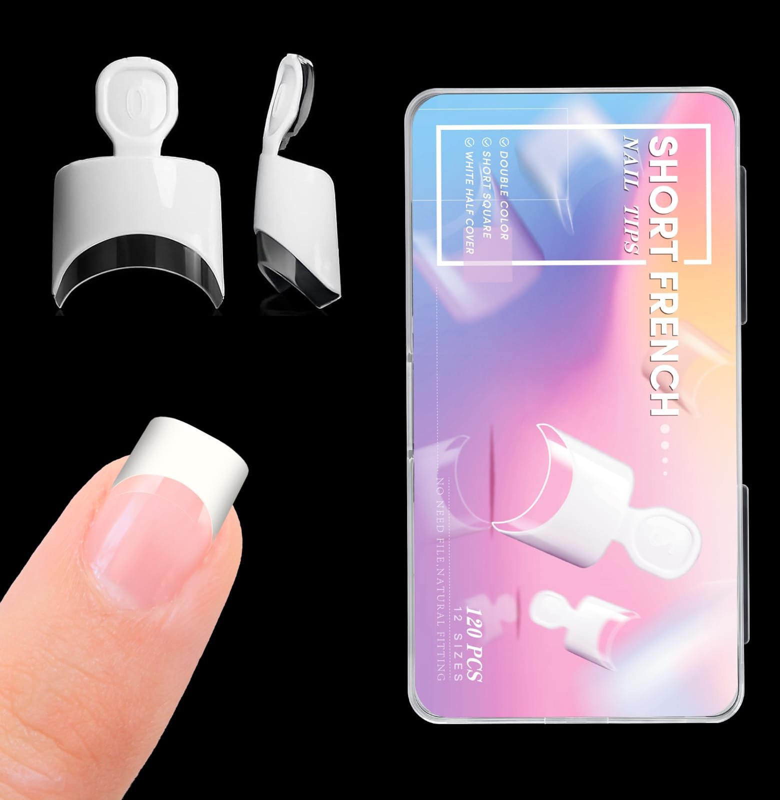 Professional Quality French Nail Tips – 120 Set of Short, Safe & Stylish Nails